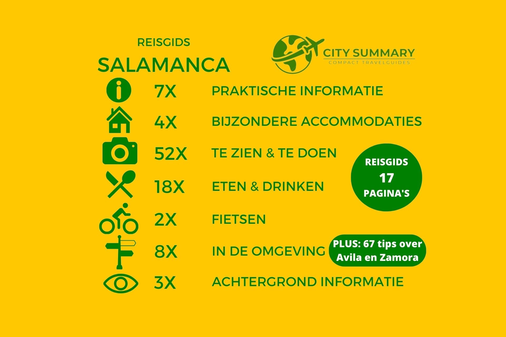 Infographic van inhoud reisgids Salamanca Spanje
