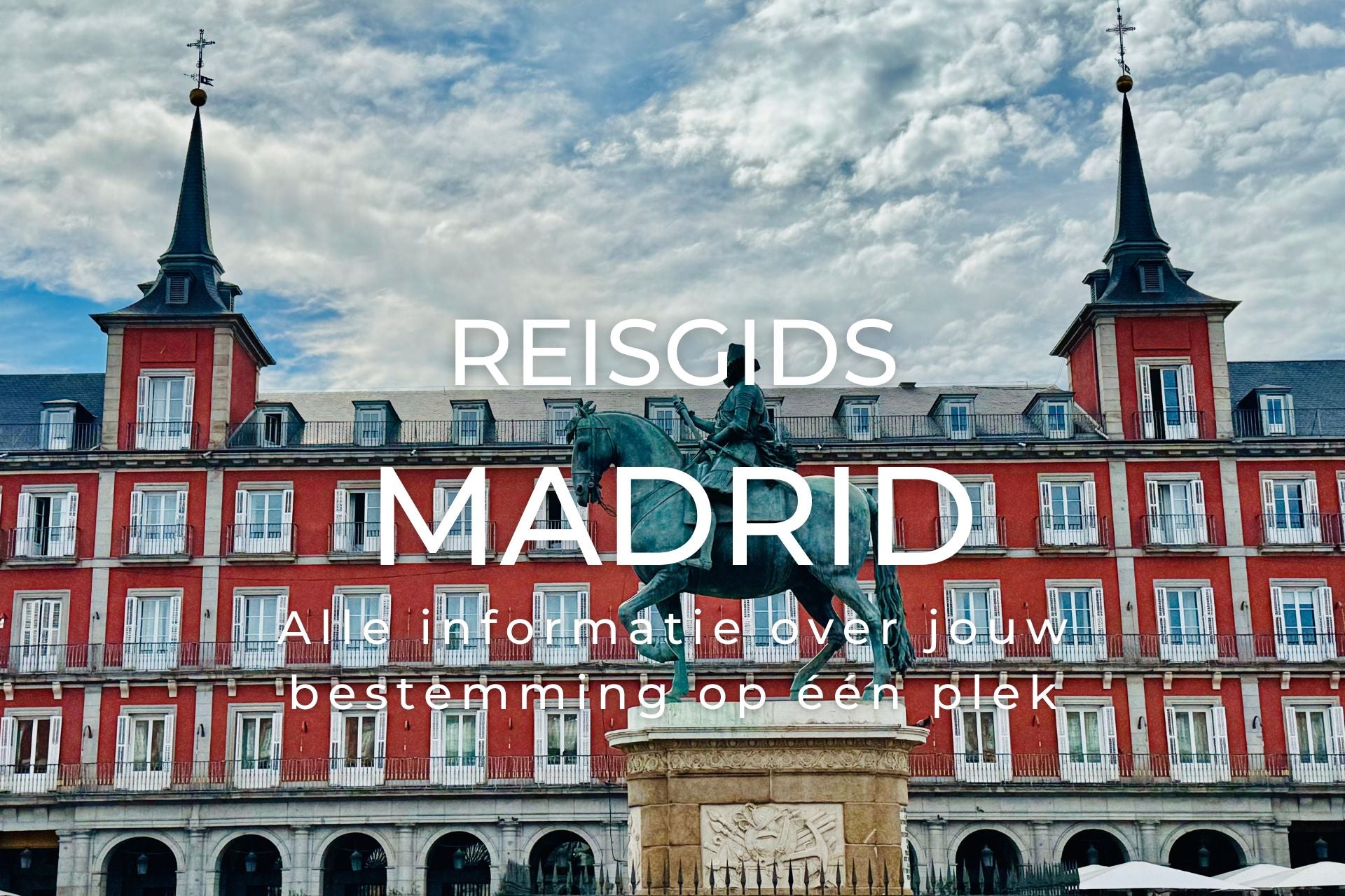 Voorpagina digitale reisgids Madrid met Plaza Mayor op de achtergrond