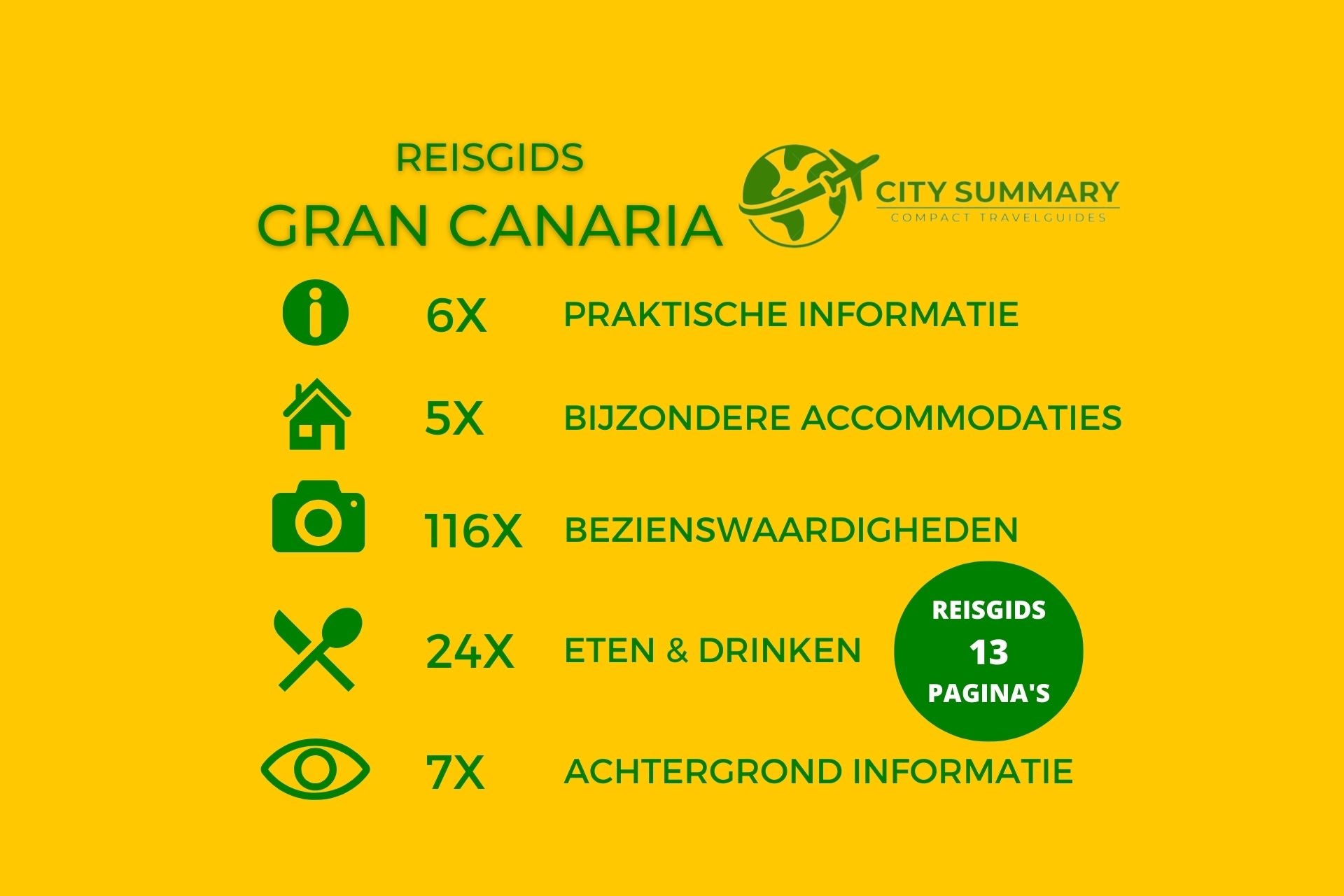 Infographic van de onderwerpen in de Reisgids Gran Canaria