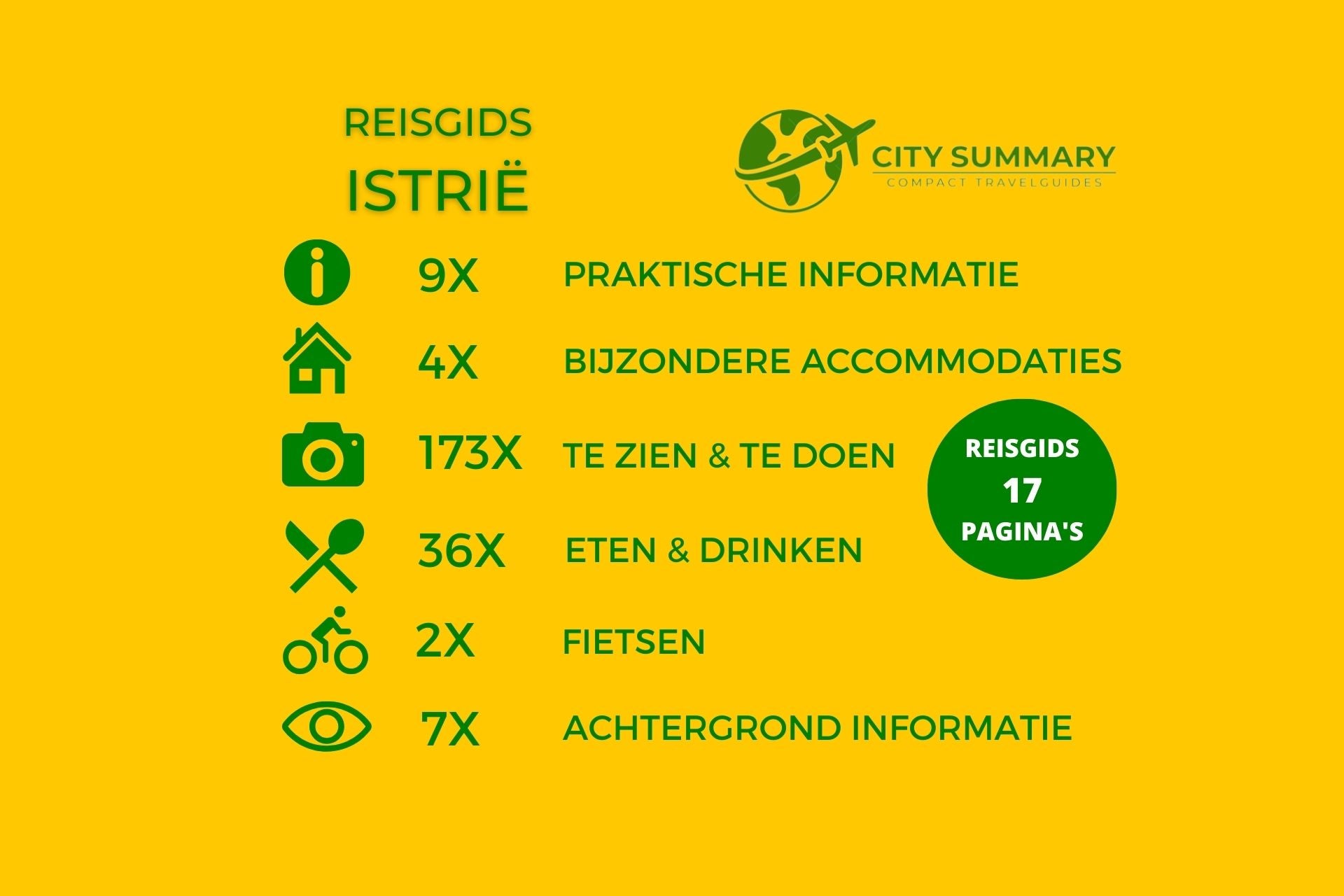 Infographic van alle onderwerpen in de Reisgids Istrië