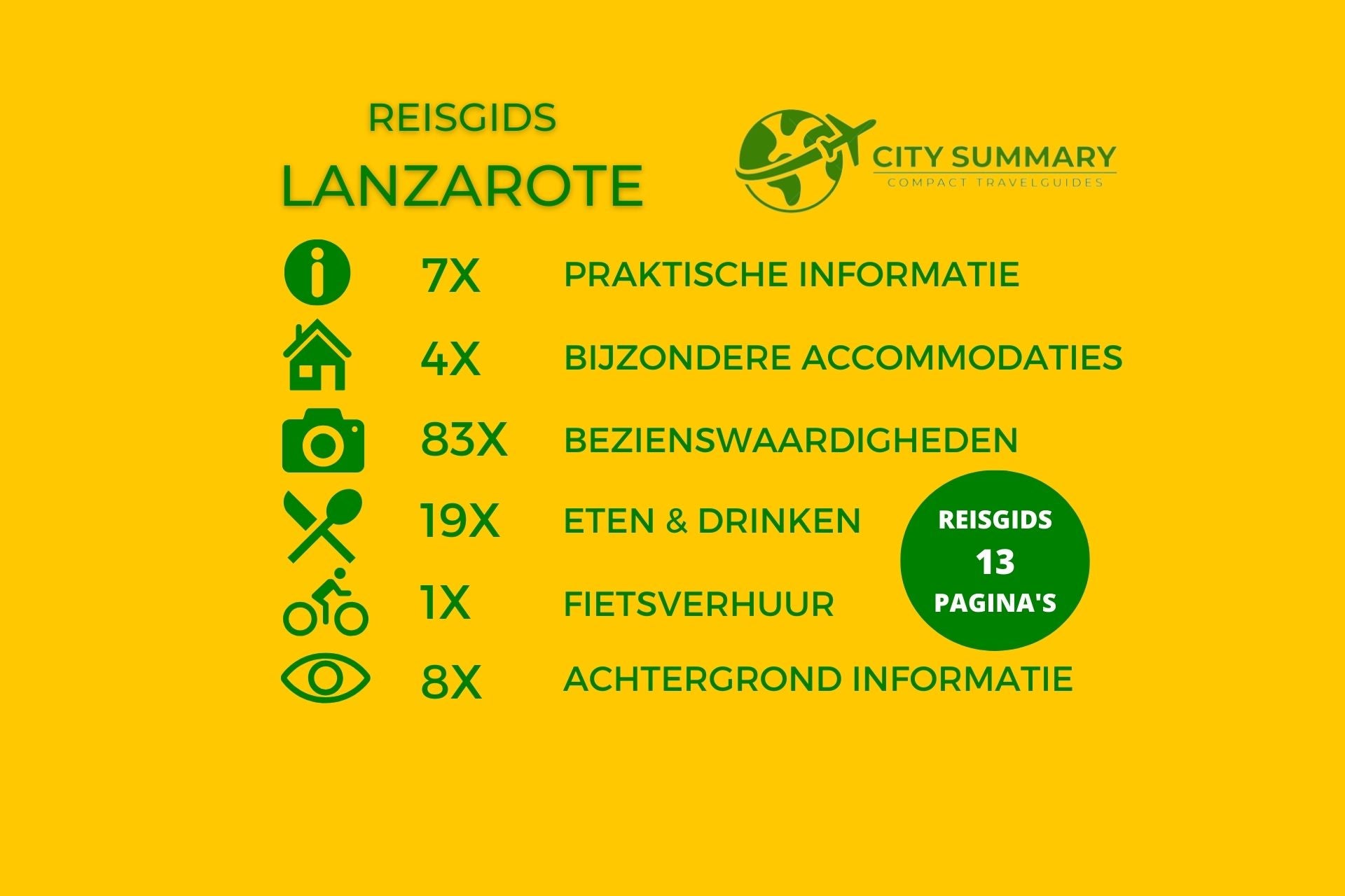 Infographic van de onderwerpen in de reisgids Lanzarote