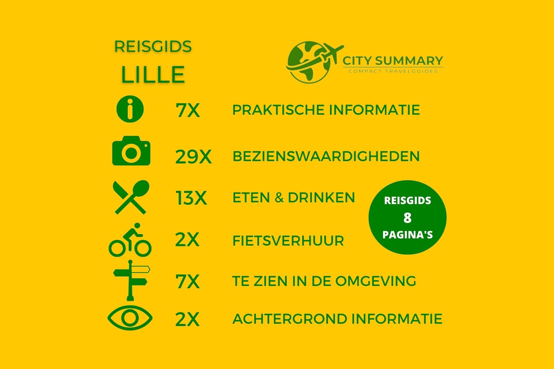 Infographic van de onderwerpen in de reisgids Lille