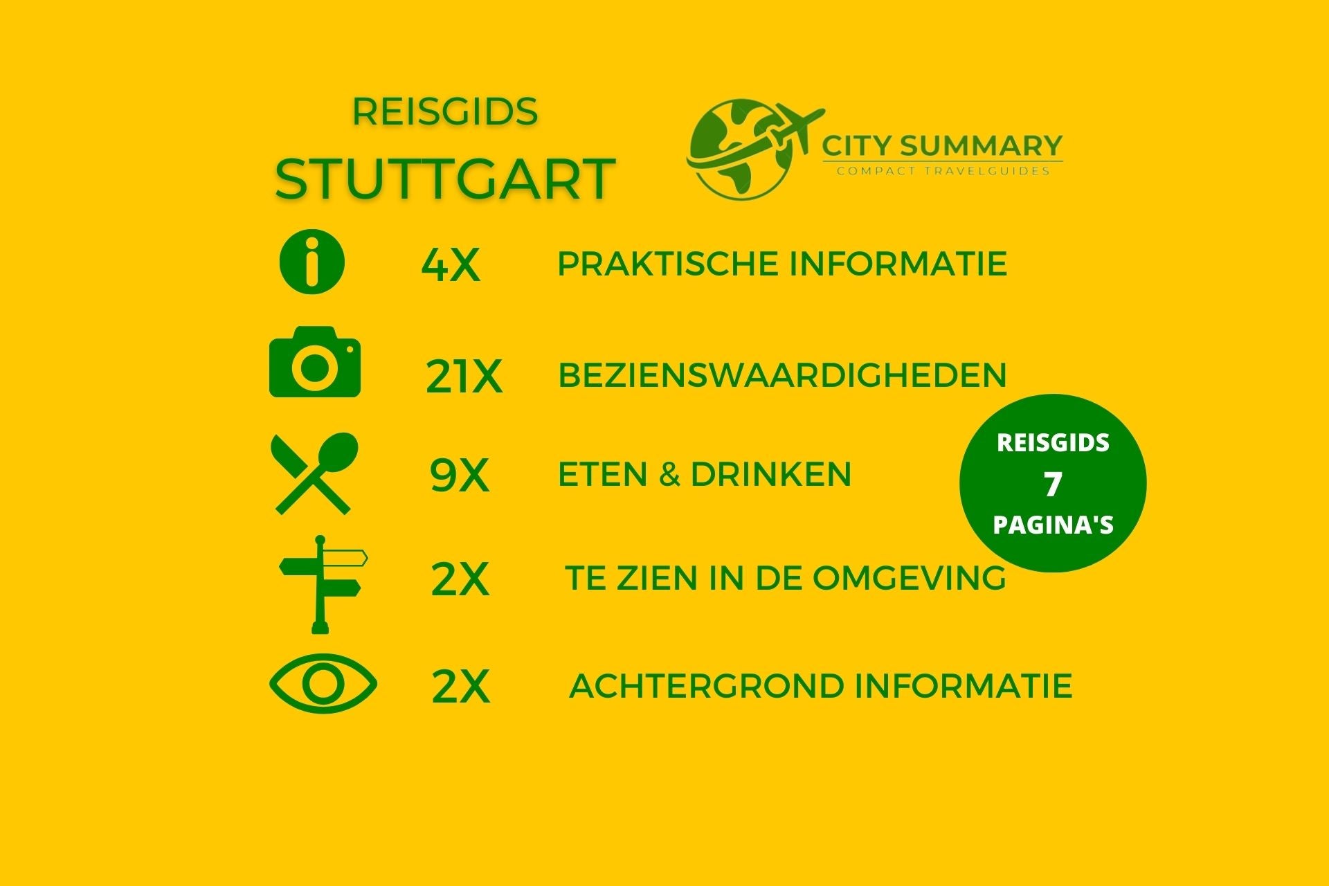 Infographic van de onderwerpen in de reisgids Stuttgart