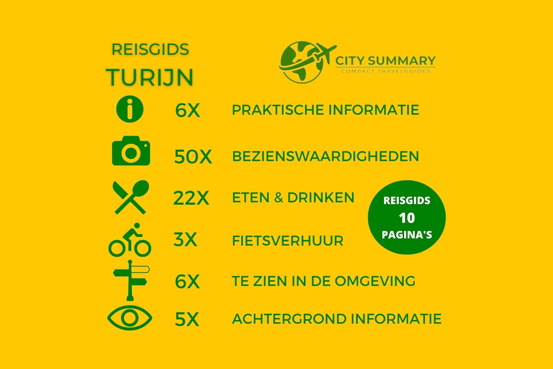 Infographic van de onderwerpen in de reisgids Turijn