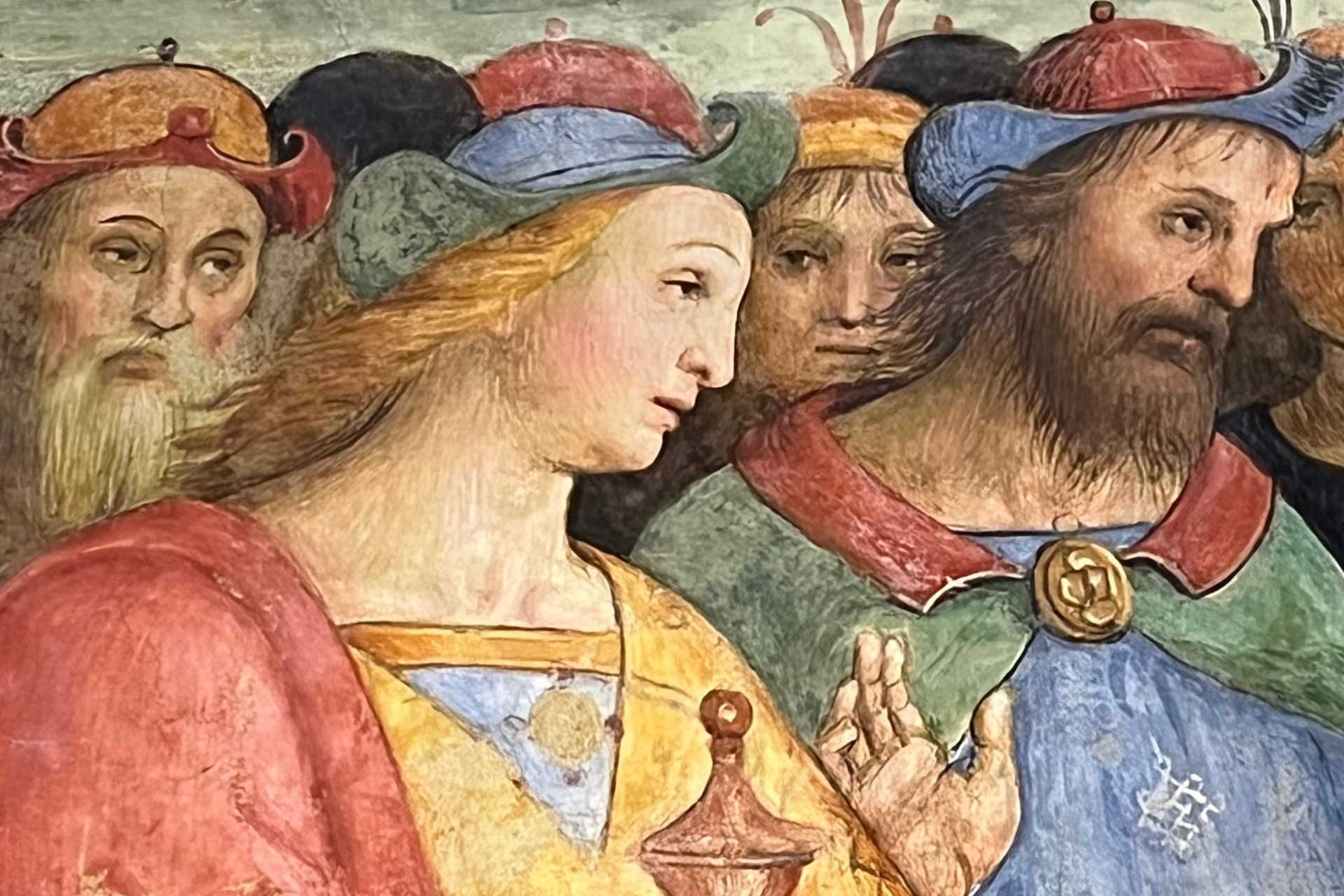 Detail van een fresco van Perugino in het Nationaal Museum in Perugia in Umbrië