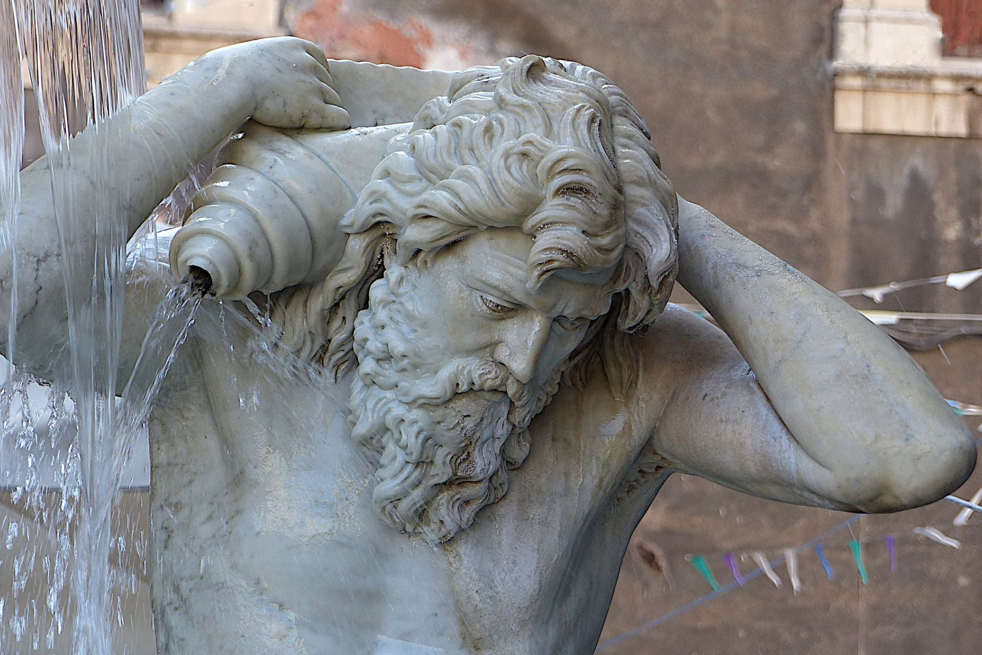 Neptunus beeld in een fontein in Catania