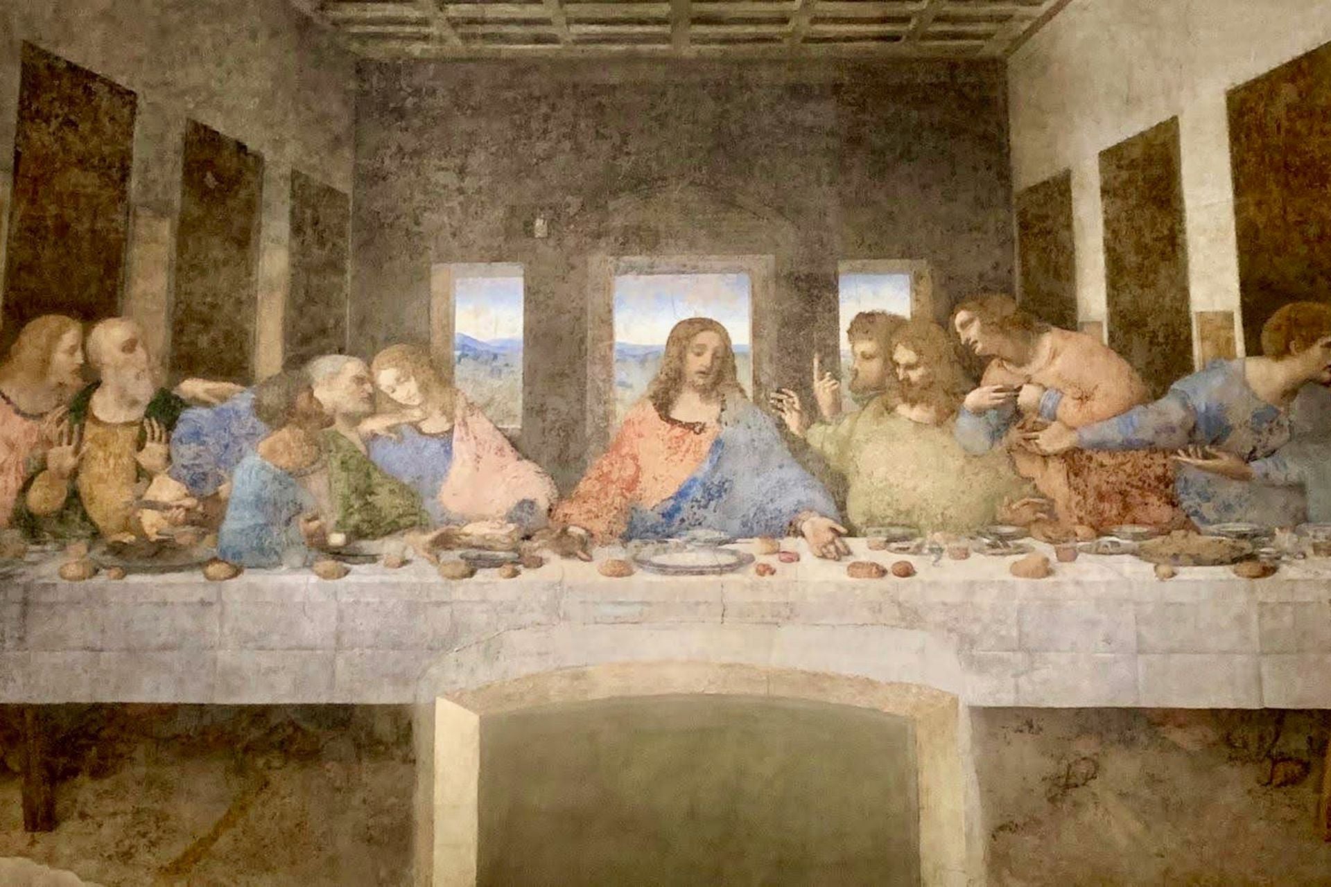 Fresco van Het laatste avondmaal van Da Vinci in de Santa Maria delle Grazie kerk in Milaan